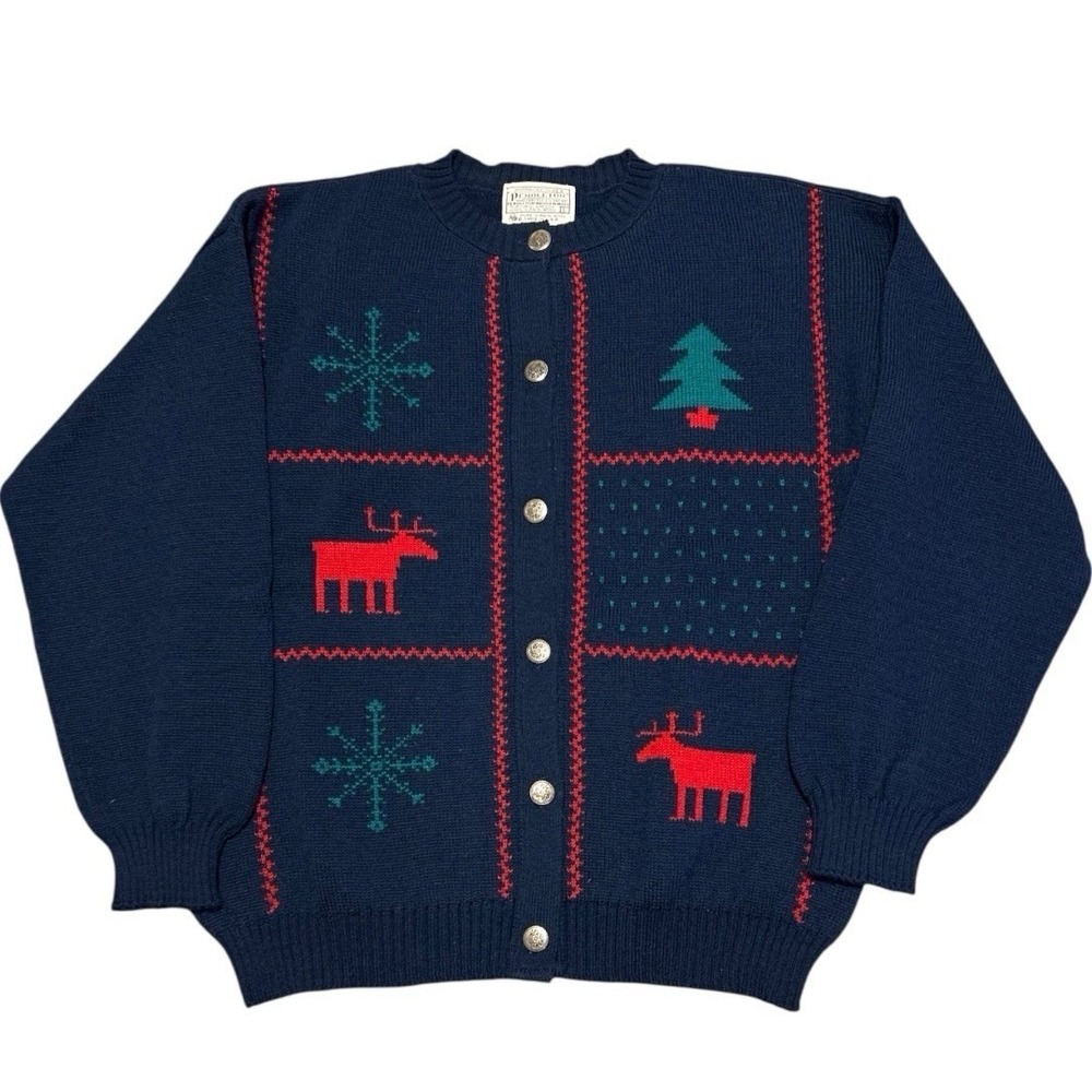 Pendleton Women's Vintage Wool Christmas Holiday Cardigan Sweater Large